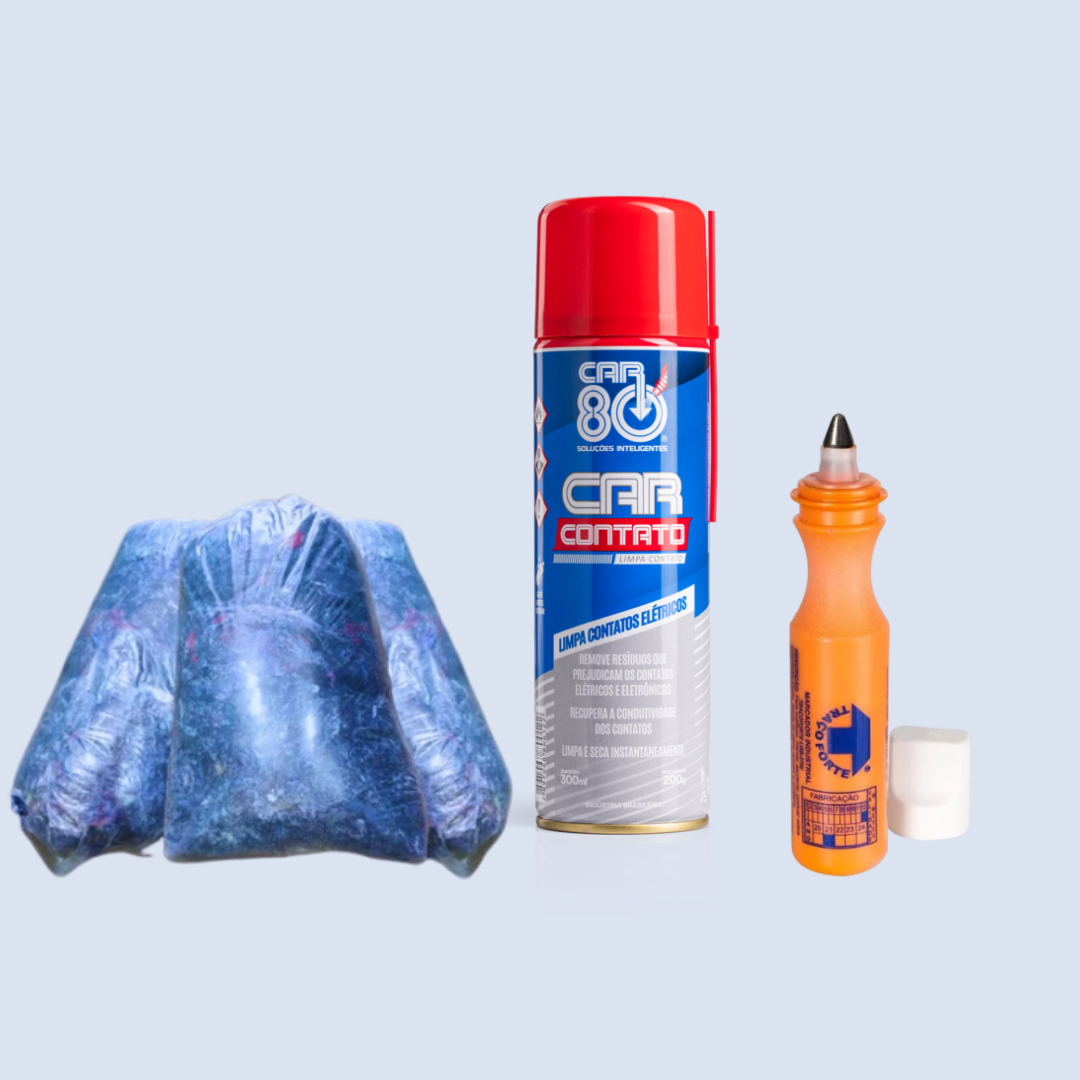 Marcador Industrial & Limpa Contato Car 80 & Estopa de Azul 2Kg