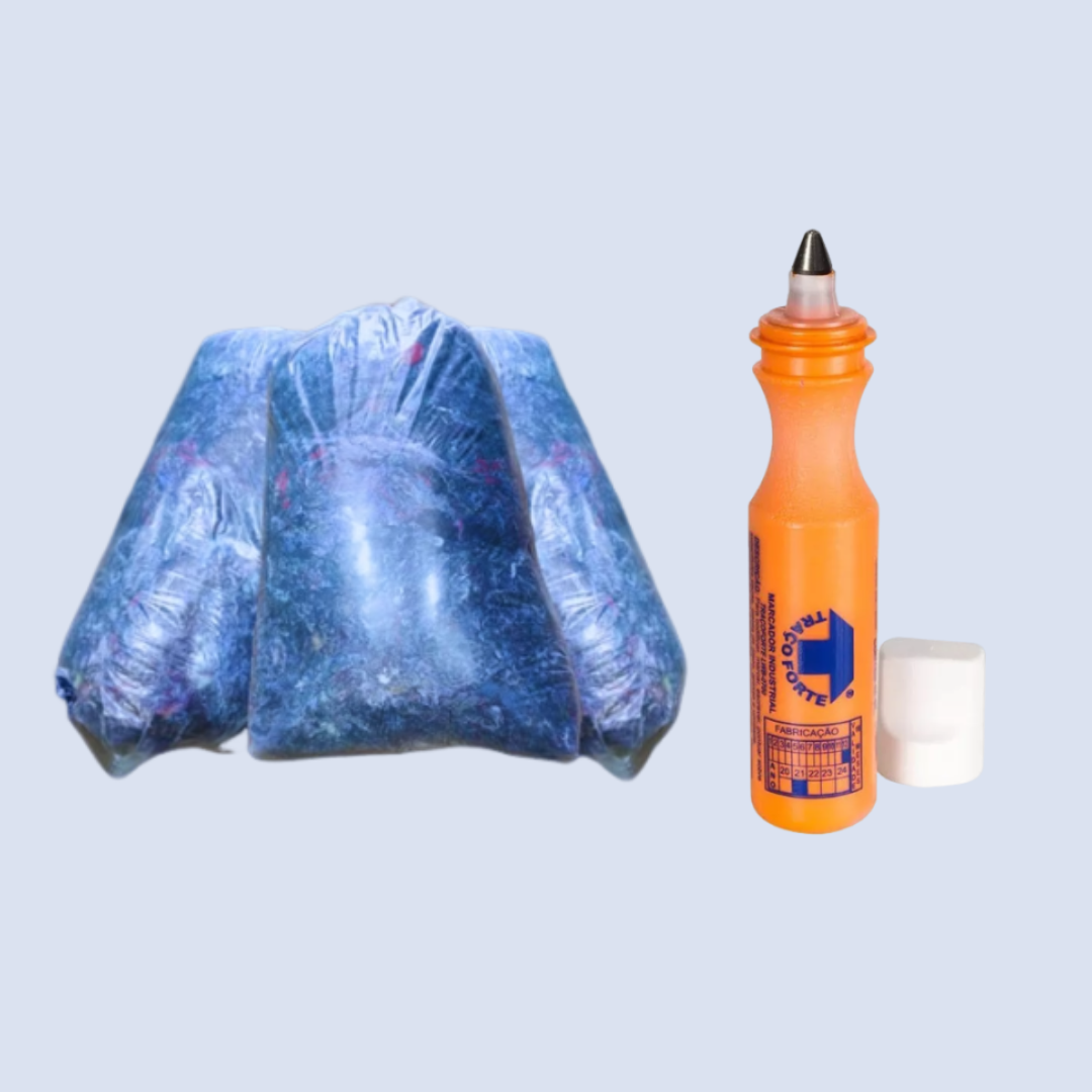 2Kg Estopa Azul Mista & Marcador Industrial