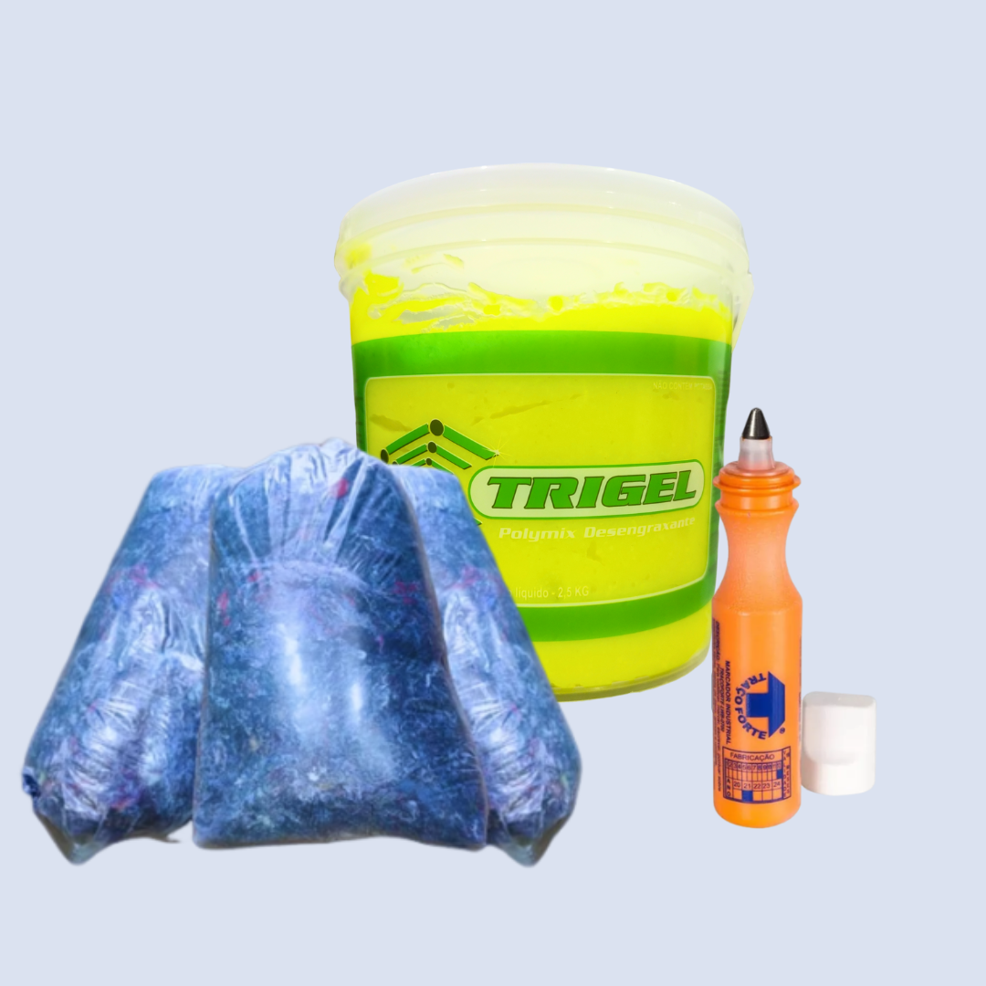 Estopa Mista 2Kg, Marcador Industrial & Polymix Desengraxante Verde