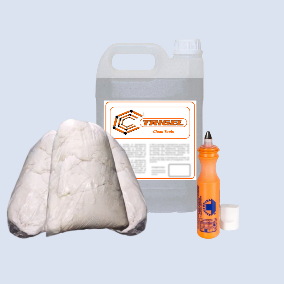 Limpa Ferramentas (Clean Tools) 5 Litros, Estopa de Algodão 2Kg & Marcador Industrial