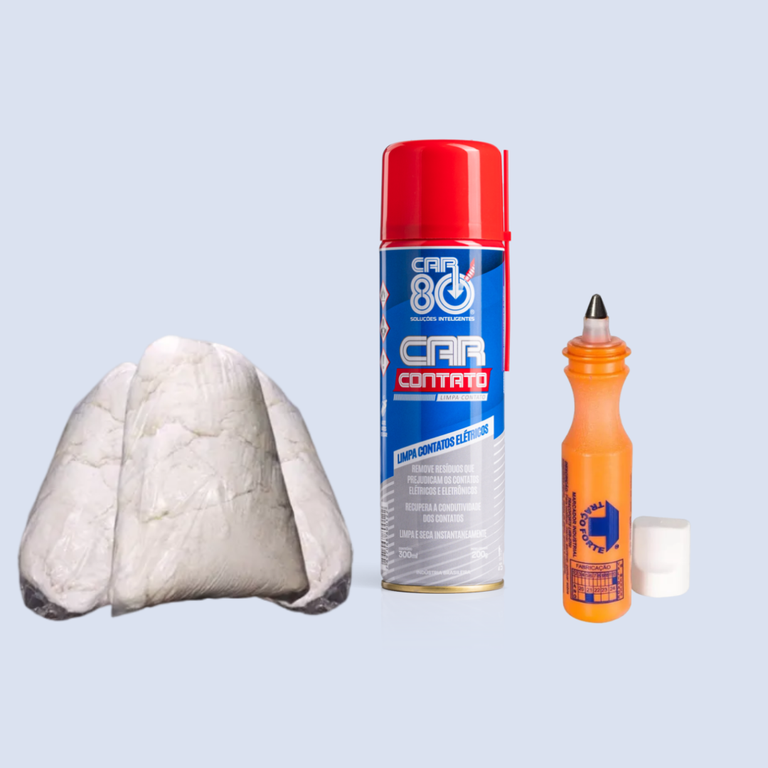 Marcador Industrial & Limpa Contato Car 80 & Estopa de Algodão 2Kg