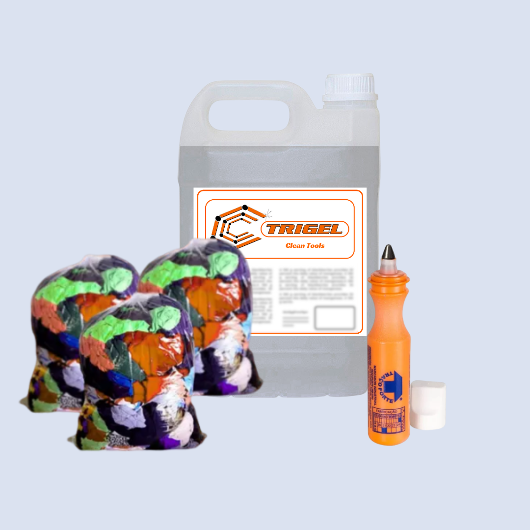 Limpa Ferramentas (Clean Tools) 5 Litros, Pano Retalho 2Kg & Marcador Industrial